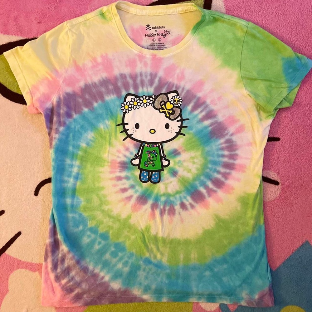 Hello Kitty Toki Doki Short Sleeve Colorful Tie Dye Shirt